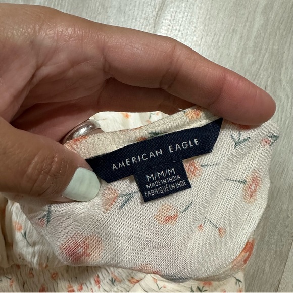 American Eagle Cream Orange Floral Romper Sz M - Picture 4 of 9